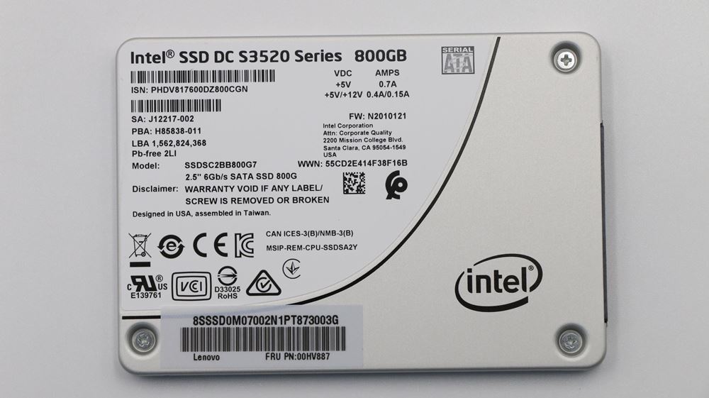 Lenovo Rack Server - RD452X (Hyperscale) SOLID STATE DRIVES - 00HV887