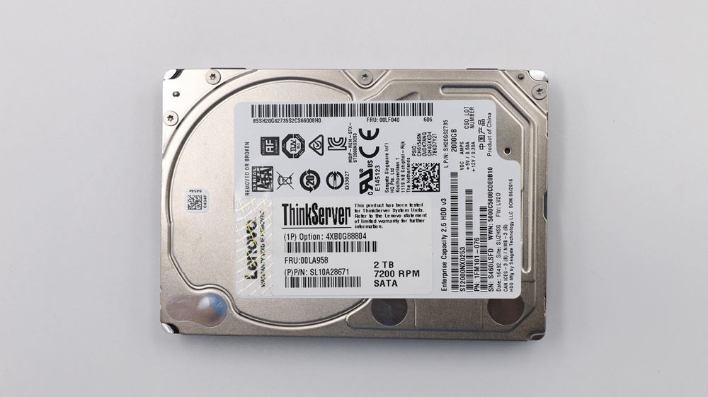 Lenovo Tower Server - TS150 (ThinkServer) HARD DRIVES - 00LA958