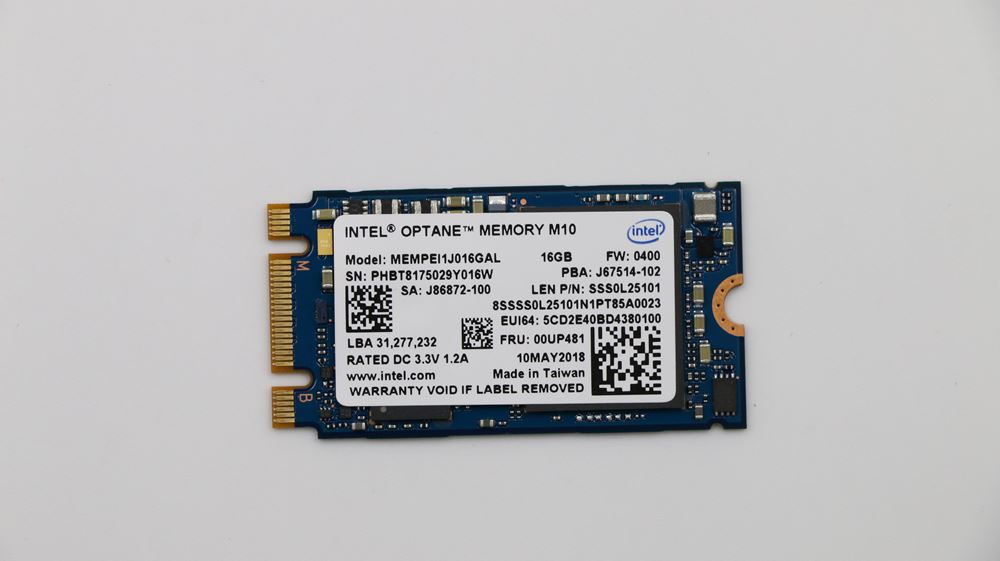 Lenovo Part 00UP481 Lenovo SSD M.2 2242 PCIe NVMe Optane memory 1