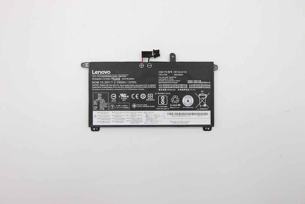Lenovo Part 00UR891 Original Lenovo 4 Cell Battery, 32Wh, Li-ion SB10L84122 SB10L84122