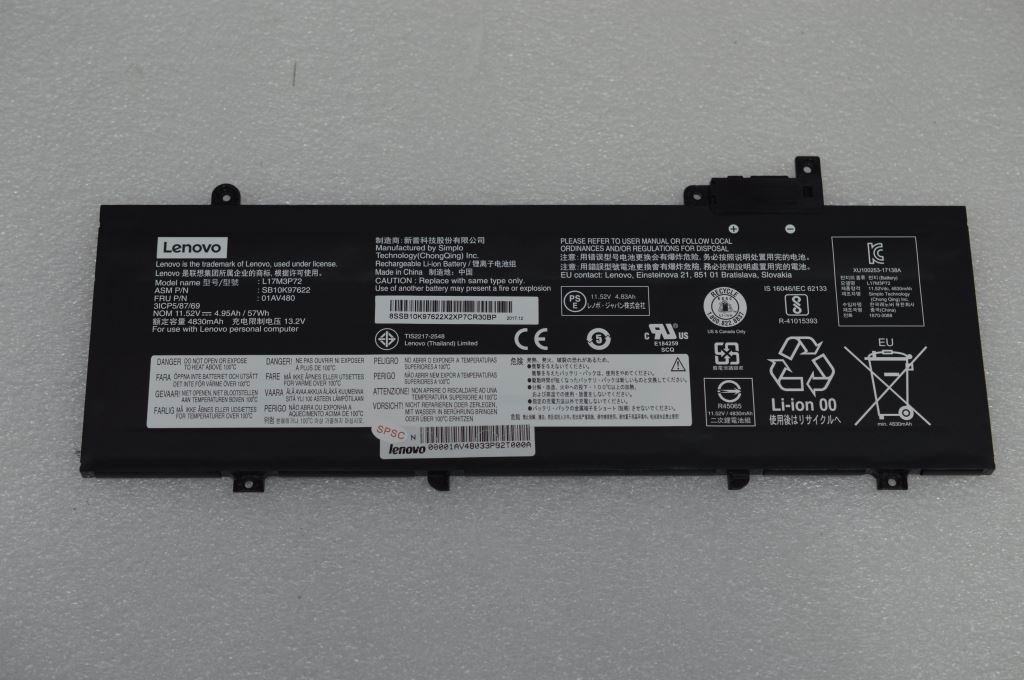 thumbnail image 2 of Genuine L17M3P72 Replacement Battery For Lenovo ThinkPad T480s – 57Wh, 11.52V – 01AV480 2 of 6