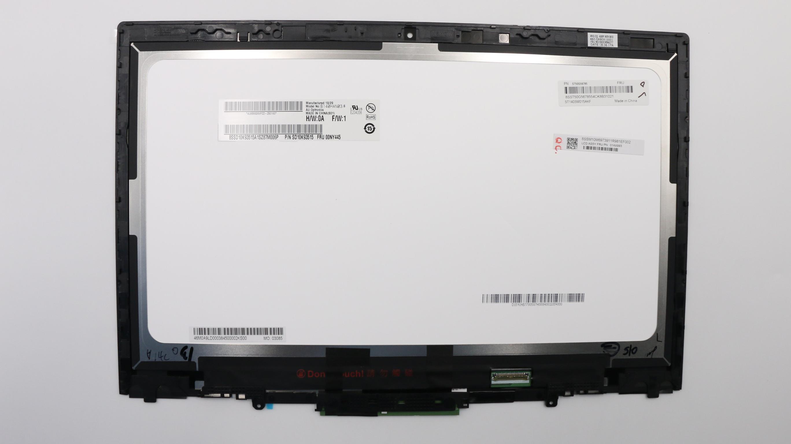 Lenovo Part  Original Lenovo LCD Assembly, 14", FHD, Touch, Anti-Glare, IPS, 270nit with Bezel, HD camera (Laibao+AUO)