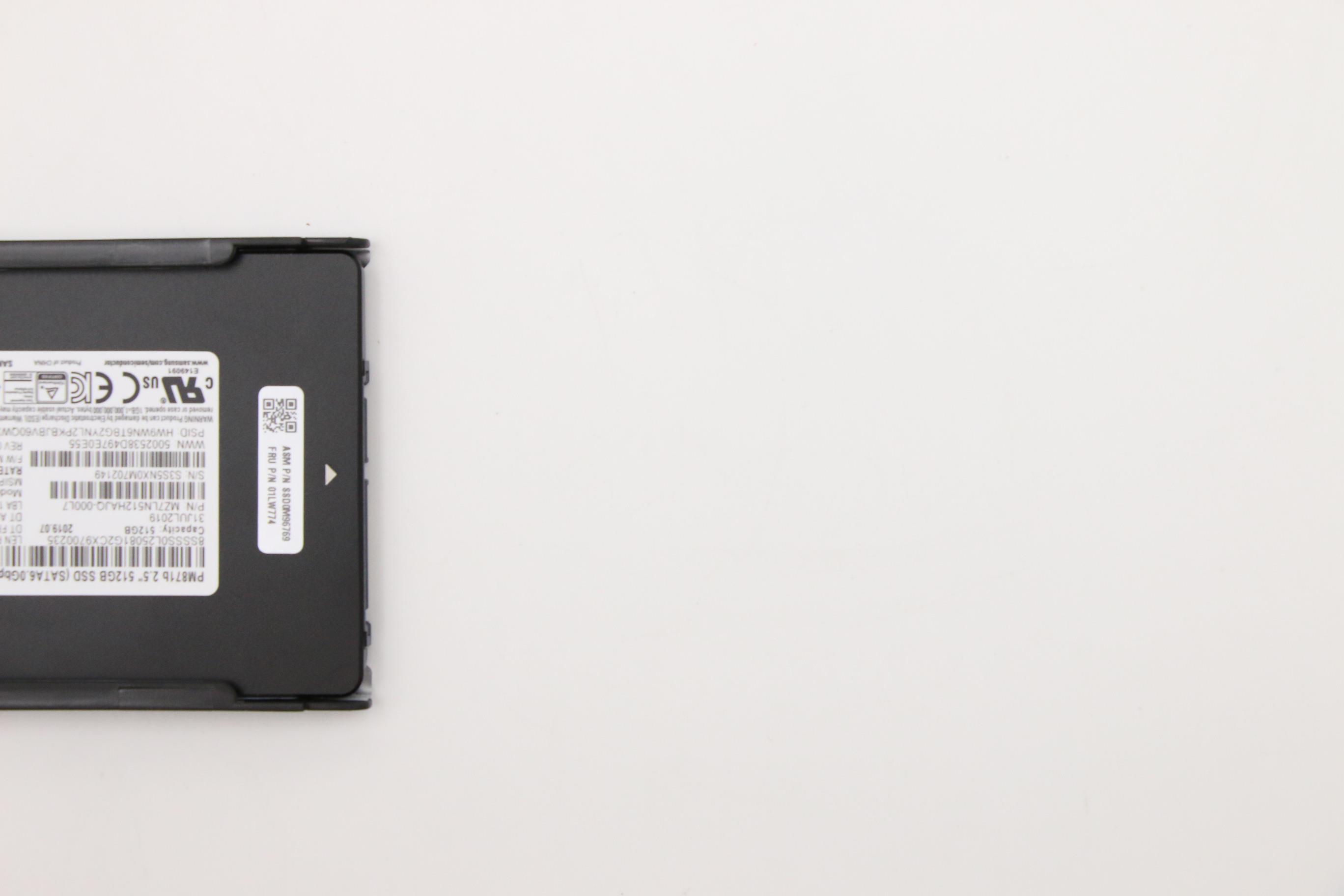 01LW774 - Original Lenovo WV4 FRU Tray ASM 512GB OPAL2 SATA 2.5" 7mm Samsung PM871b TLC