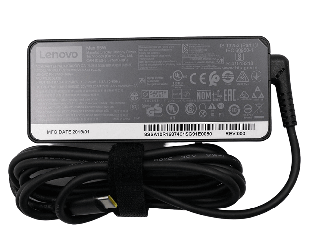 Lenovo Part 02DL128 Lenovo 65W USB-C Charger AC Adapter (USB Type-C), 20V, 3.25A, ADLX65YCC3D SA10R16874 (Include PowerCord)