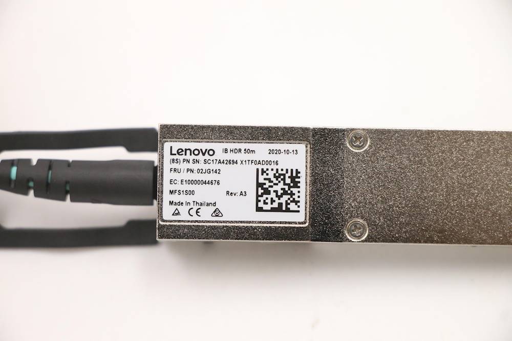 02JG142 - Original Lenovo AOC - Mellanox active fiber cables, IB HDR, up to 200 Gb/s QSFP56, LsZH, black pulltab, 50m, 4Z57A16017