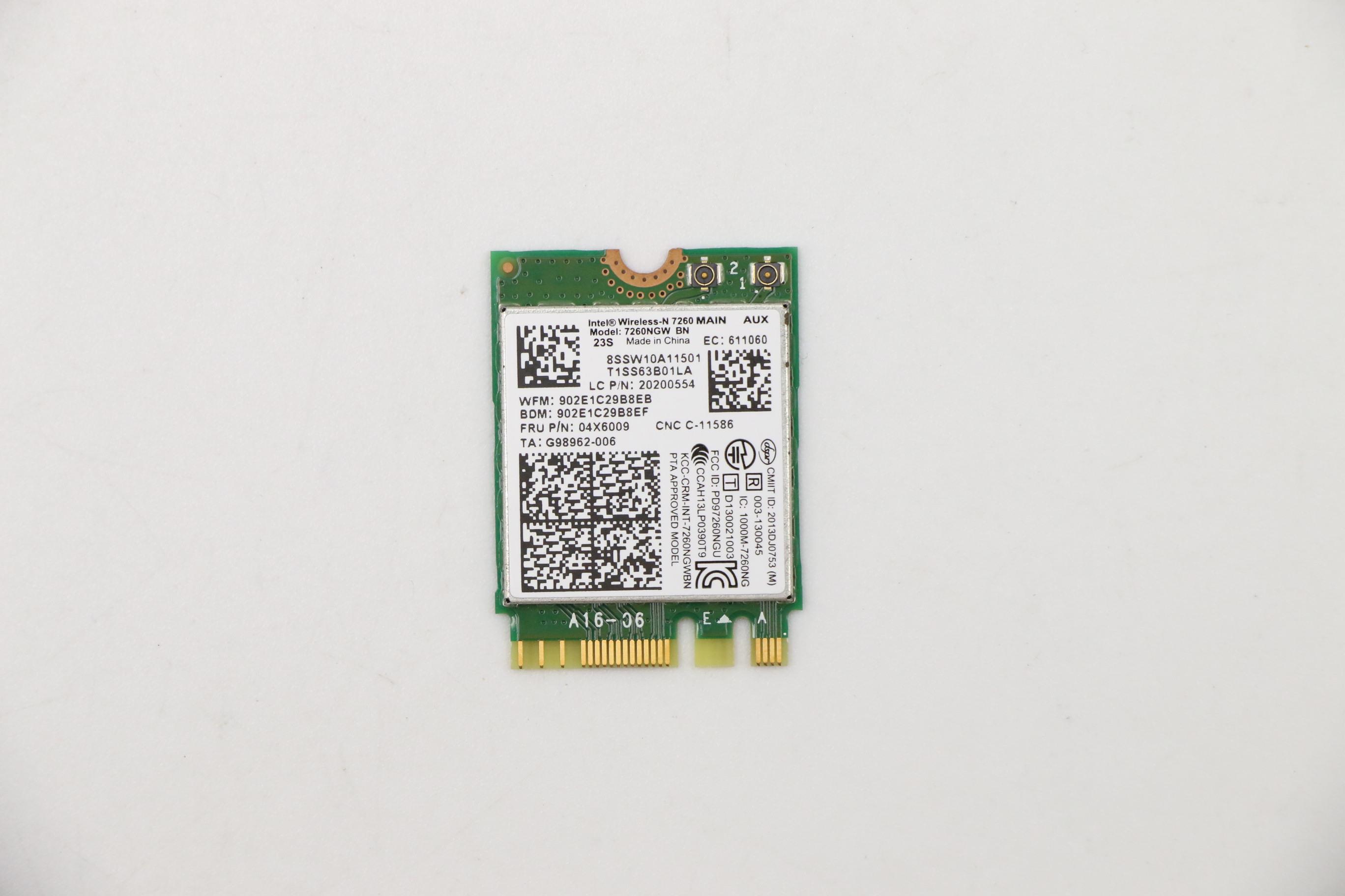 04X6009 - Original Lenovo FRU Intel Wilkins Peak 2 7260BN 2*2 11bgn+BT4.0 M.2 Card Wake# Issue Fix SKU