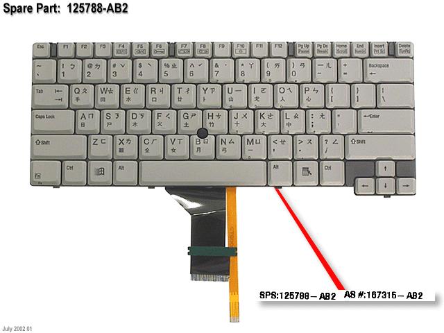 Compaq Armada Notebook PC M700 - 140142-AD6 Keyboard 125788-AB2