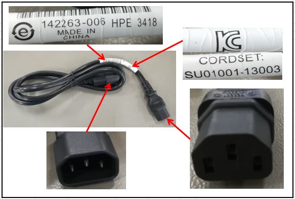 HPE Part 142258-006 HPE Power Distribution Unit (PDU) power cord (Black) - IEC 320 C14 (M) connector to IEC 320 C13 (F) connector - 1.37m (4.5ft) long - 250V, 16A - (142257-006, 142257-007)