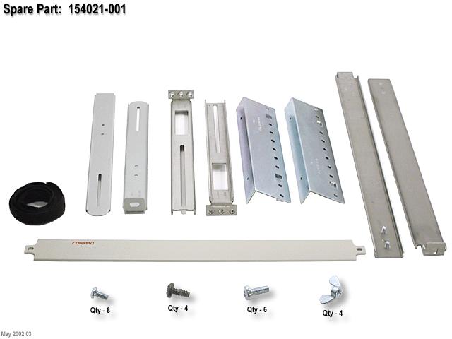 HPE Part 154021-001 HPE Rack mount kit - For IP Server Console Switch KVM - Includes eight side-mounting brackets, 1U filler panel, mounting brackets, screws, nuts, and Velcro strips