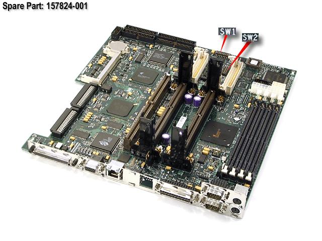 HPE Part 157824-001 HPE System I/O board (motherboard) - Includes two processor sockets, rear panel SCSI connector, two serial ports, video port, NIC ports, parallel printer, mouse port, and keyboard port