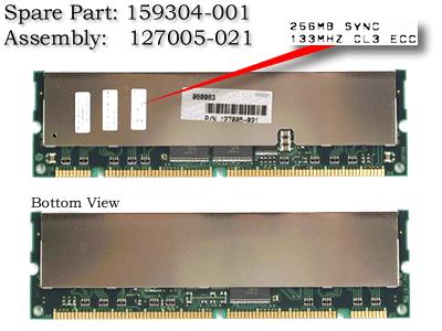 HPE Part 159304-001 256MB, PC133, 133MHz ECC SDRAM DIMM memory module (168-pin)