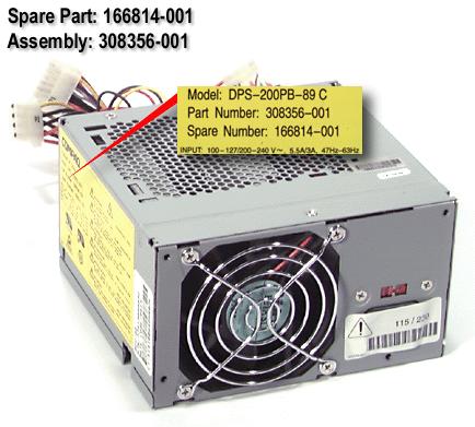 COMPAQ DESKPRO EN SMALL FORM FACTOR P450+/810E - 314432-044 Power Supply 166814-001