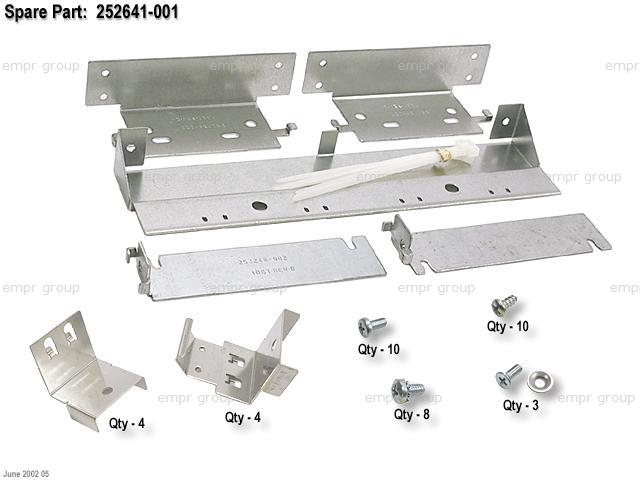 HPE Part 252641-001 HPE Power distribution unit (PDU) bracket kit - Includes mounting brackets for various configurations, mounting screws, and wire ties