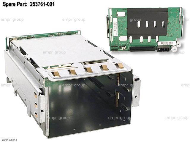 HPE Part 253761-001 Optional 2-bay hot-plug SCSI hard drive cage - Includes the hard drive cage and backplane board - Mounts in two of the removable media bay slots - (option)