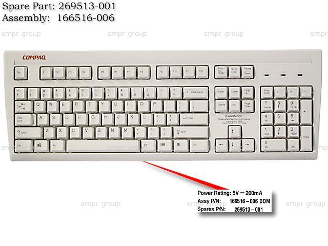 COMPAQ DESKPRO EN SMALL FORM FACTOR P1.13GHZ - 470019-058 Keyboard 269513-001