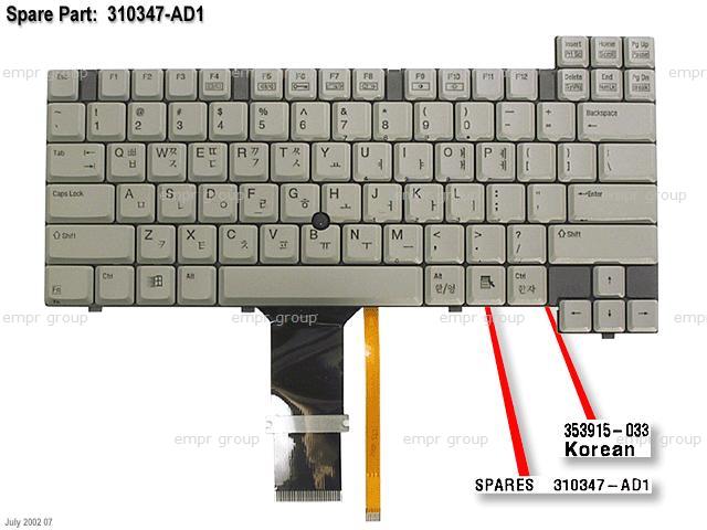 Compaq Armada Notebook PC 3500 - 310200-AC1 Keyboard 310347-AD1