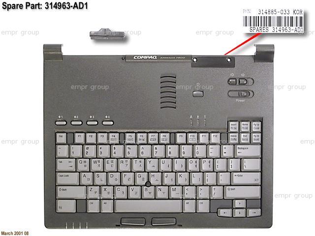 Compaq Armada 7800 Notebook PC - 314950-AW2 Keyboard 314963-AD1