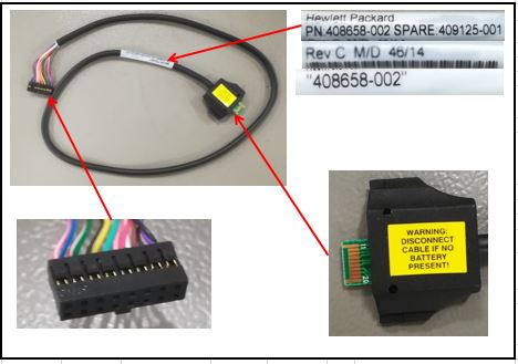 HPE Part 409125-001 HPE Smart Array P400 controller battery cable assembly - 28AWG, 16-pin - 610mm (24 inches) long - Connects between the battery pack and the memory module