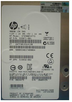 HPE Part 517351-001 HPE 300GB SAS 6G Enterprise 15K LFF (3.5in) Non-hot Plug DP HDD. <br/><b>Option equivalent: 516824-B21</b>