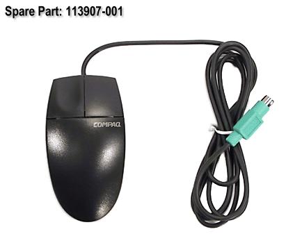 HPE Part 537748-001 HPE PS/2 optical scroll wheel mouse (Jack Black color) - Has 1.75m (69in) long cable with 6-pin mini-DIN connector