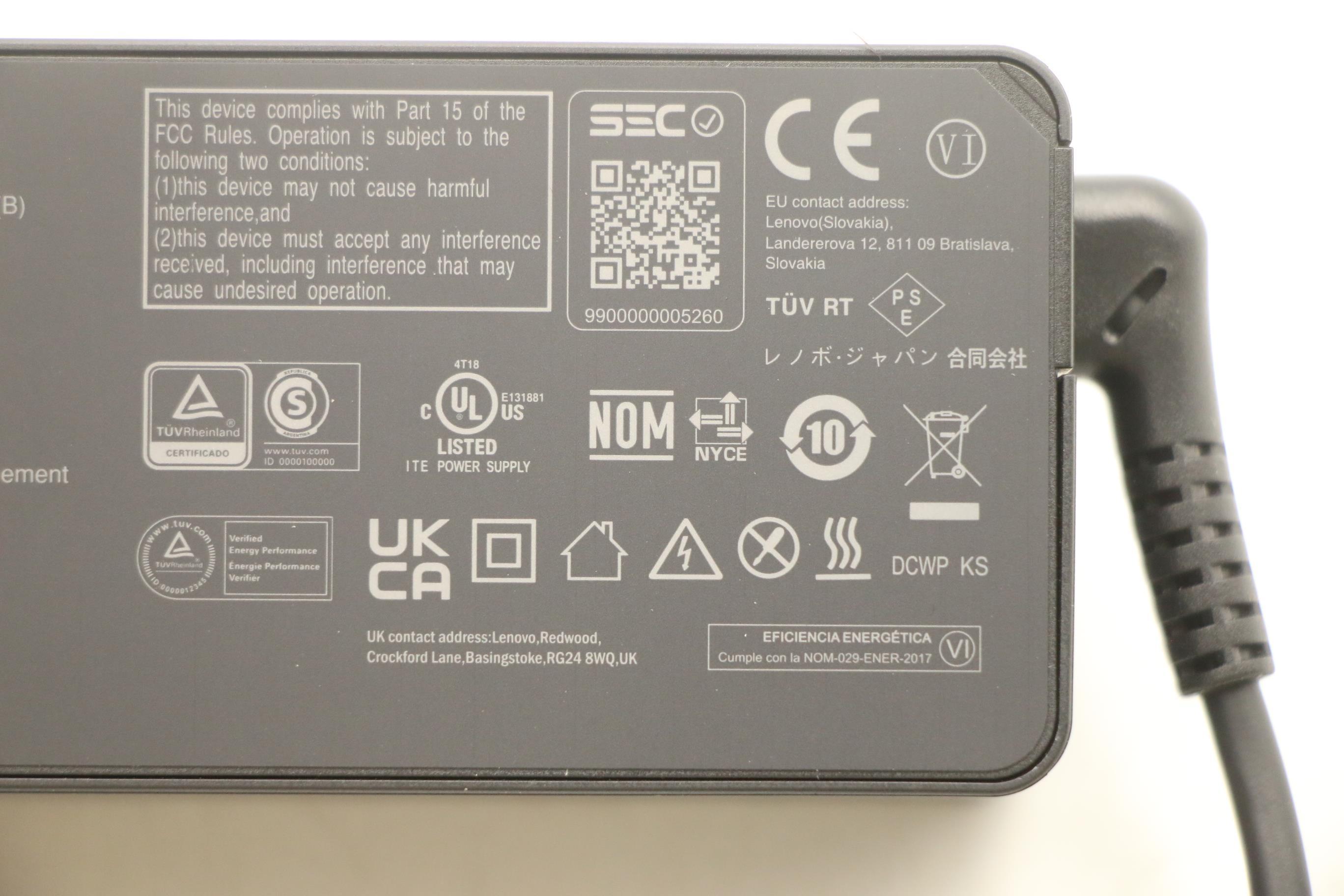5A10W86303 - Original Lenovo 65W Charger, AC Adapter, USB-C Connector (Includes 0.5m Power Cord)