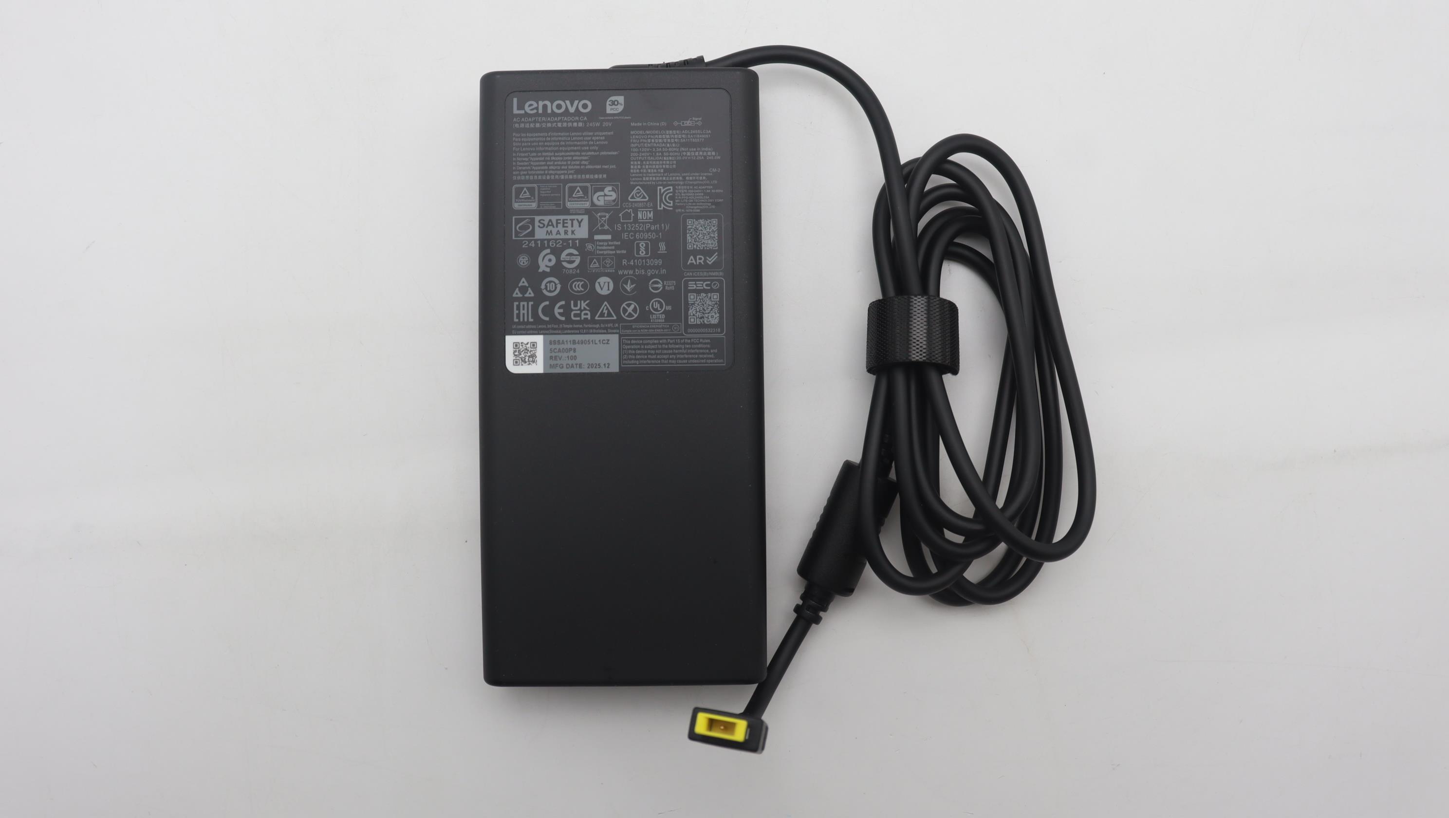 5A11T85577 - Original Lenovo AC Adapter 245W Slim-tip 100-240Vac,DT AIO (Includes 0.5m Power Cord)