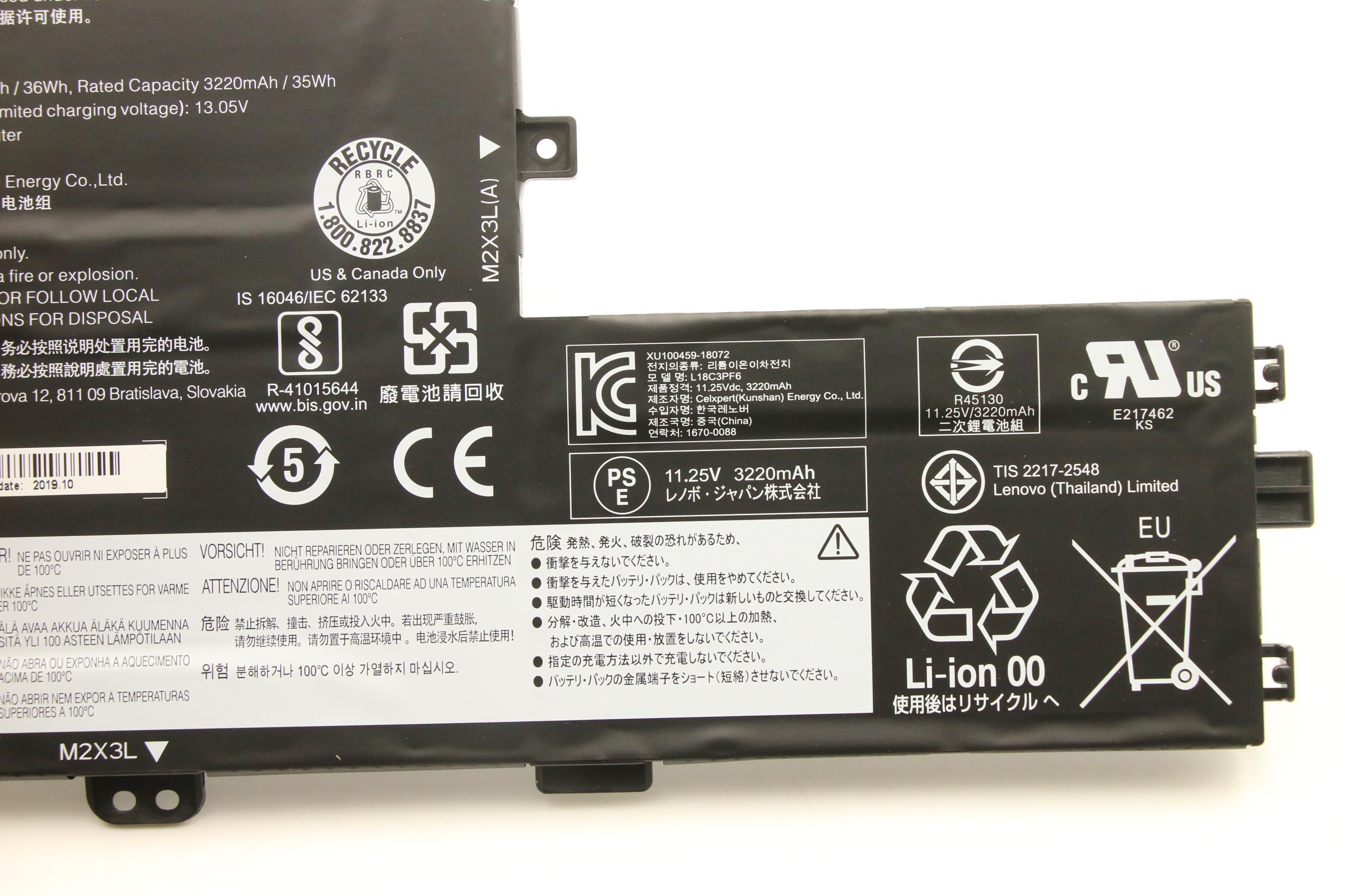 5B10T09092 - Original Lenovo S340 CP/A L18C3PF6 11.25V 36Wh 3cell bty L18C3PF6 5B10T09092