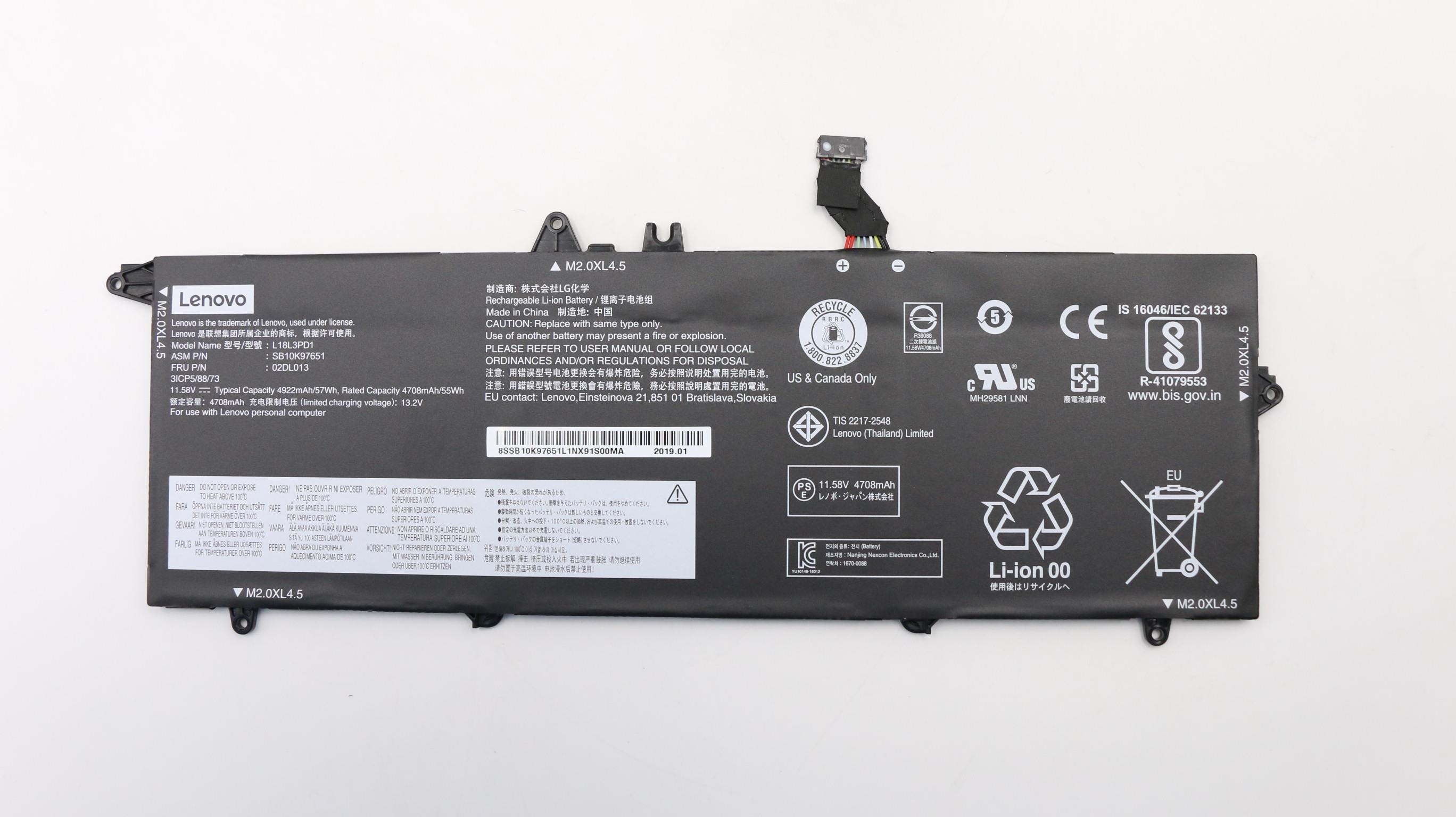 Lenovo ThinkPad T490s (20NX, 20NY) Laptop BATTERY - 5B10W13955