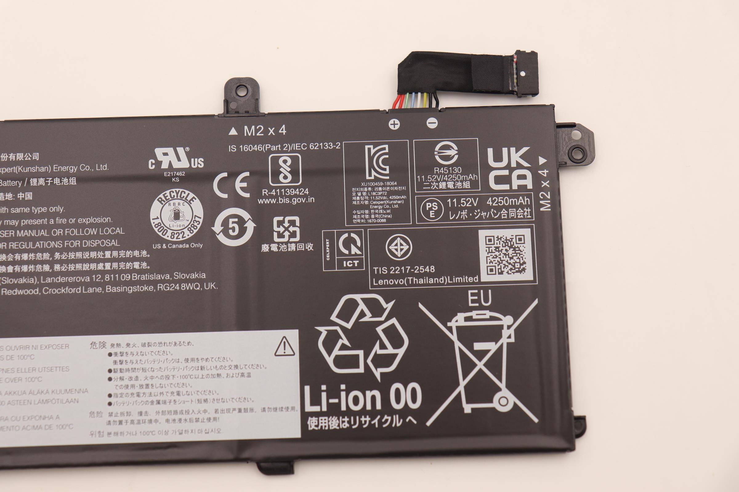 Lenovo Part  Original Lenovo 3 Cell Battery, 50Wh, Li-ion L18C3P72 SB10W51929