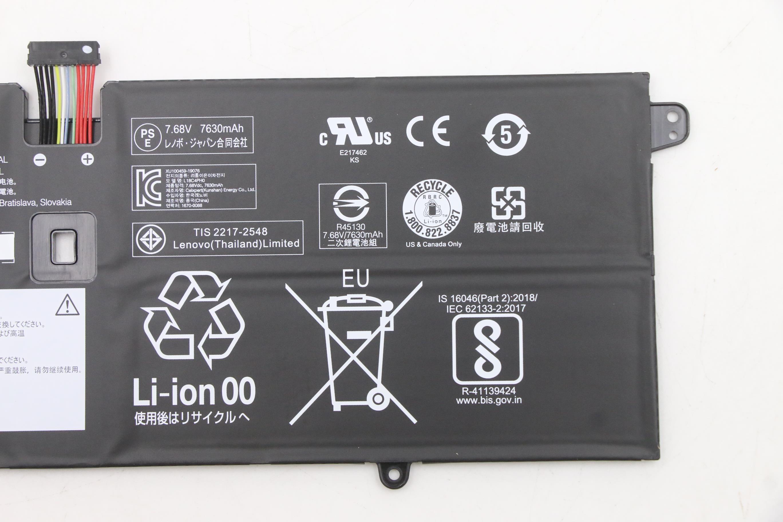 Lenovo Part  Original Lenovo 4 Cell Battery, 60Wh, 7.68V, Li-ion, L18M4PH0