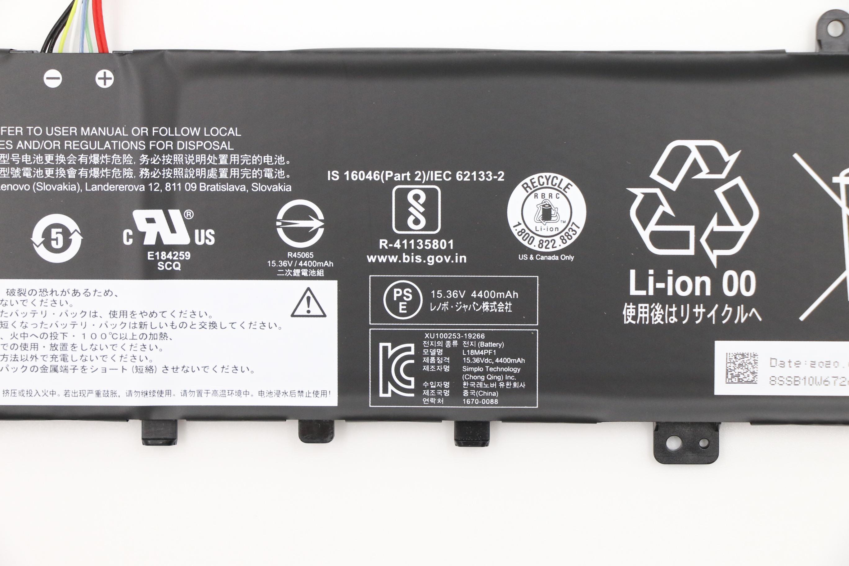 5B10W67244 - Original Lenovo SP/C L18M4PF1 15.36V 69Wh 4cell L18M4PF1 SB10W67267