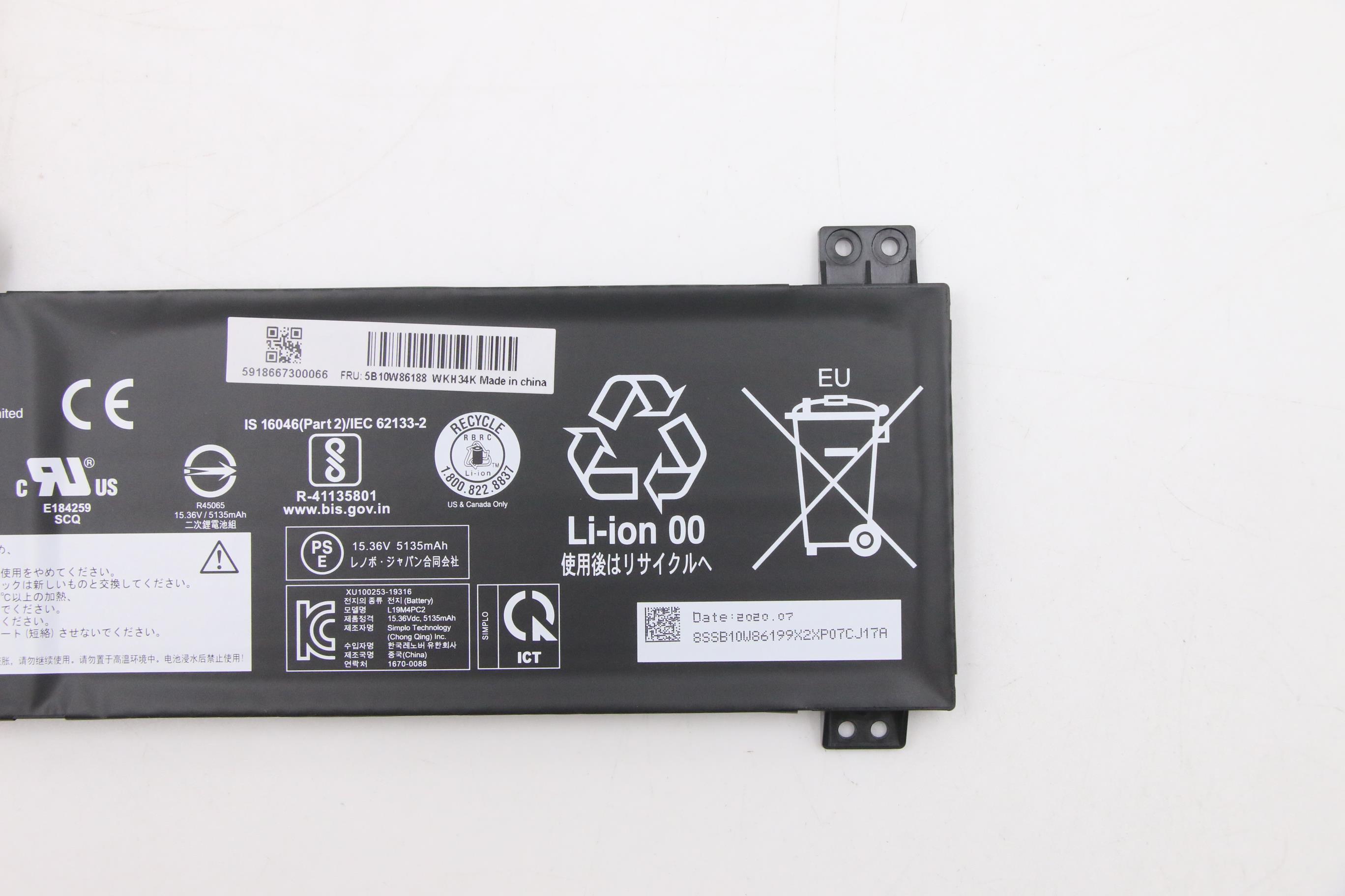 5B10W86188 - Original Lenovo SP/B L19M4PC2 15.36V 80Wh 4cell