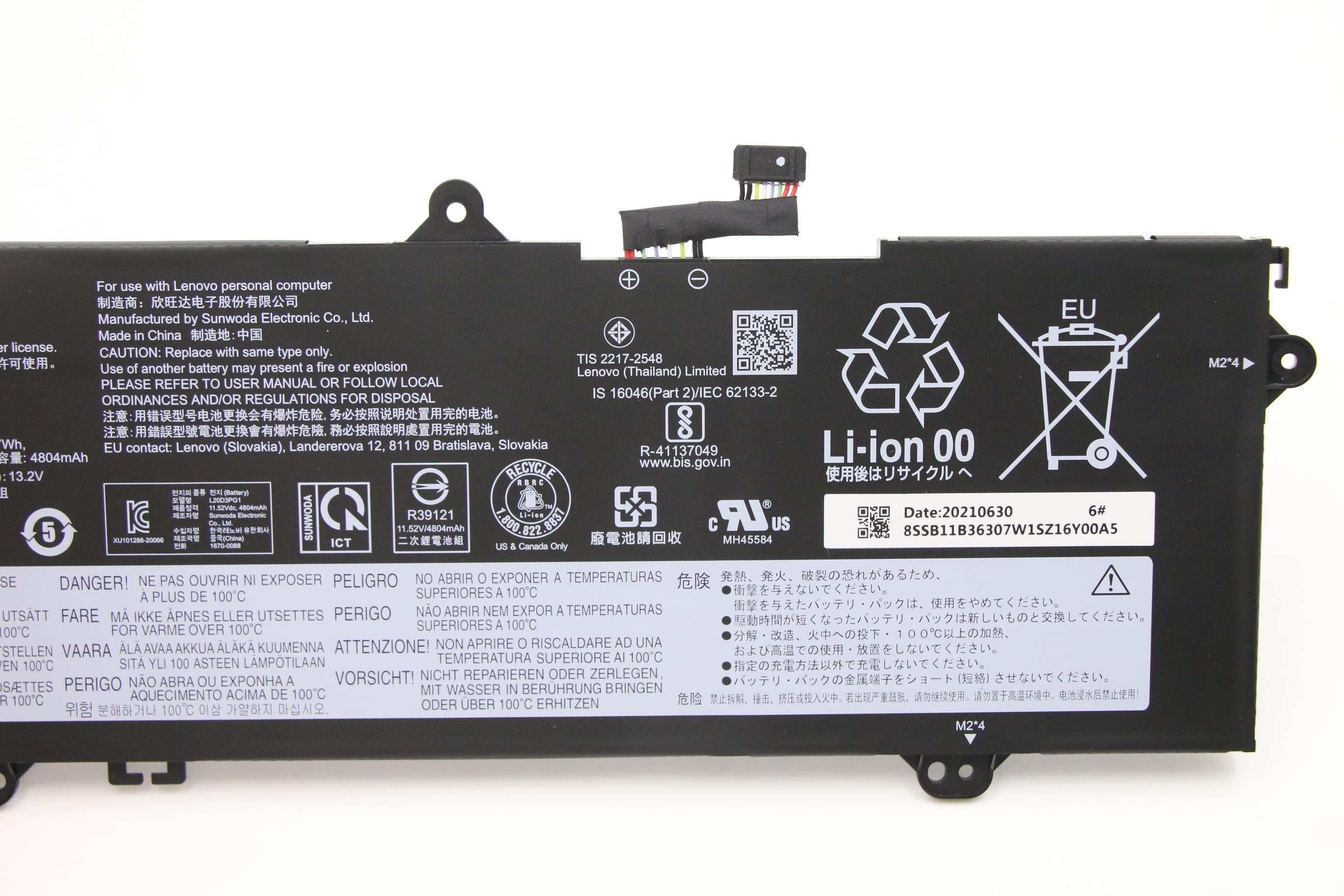5B11B36301 - Original Lenovo Battery 14e Gen2 SD/C L20D3PG1 11.52V 57Wh 3cell 