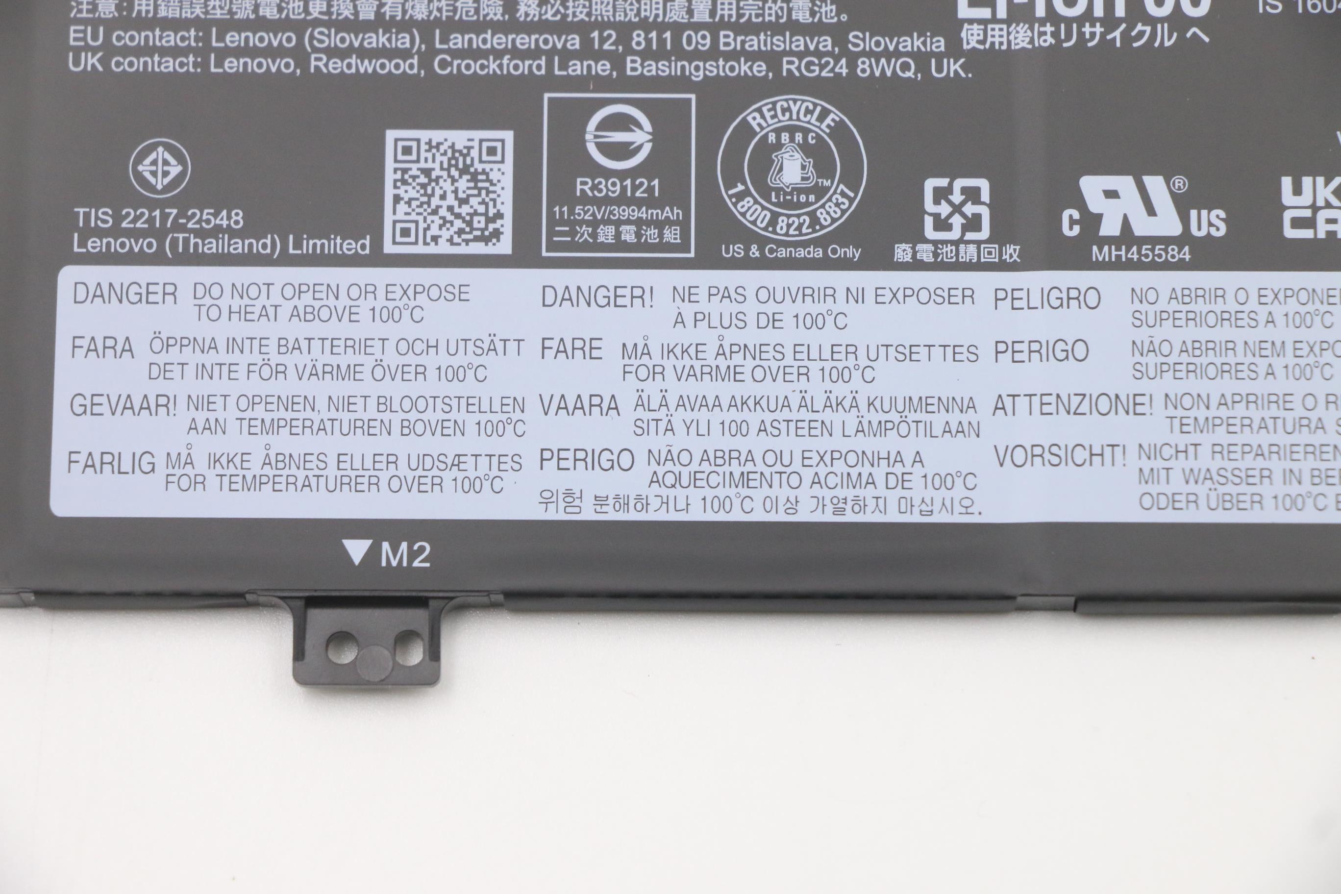Lenovo Part  Original Lenovo 3-Cell Battery 47Wh, 11.52V, L20D3PG0, SB11B36304