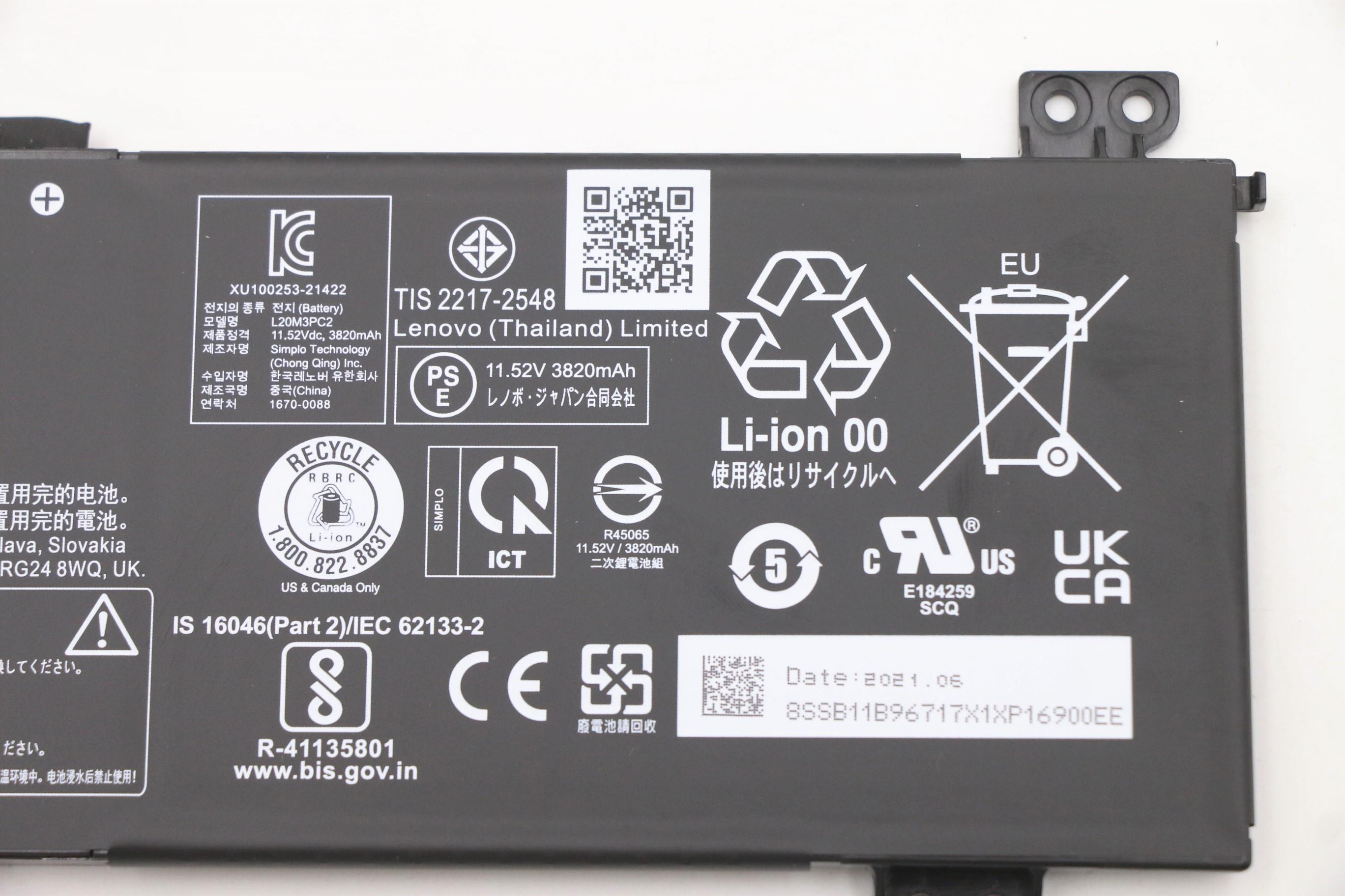 Lenovo Part  Original Lenovo Battery L360-15 SP/B L20M3PC2 11.52V 45Wh 3cell 