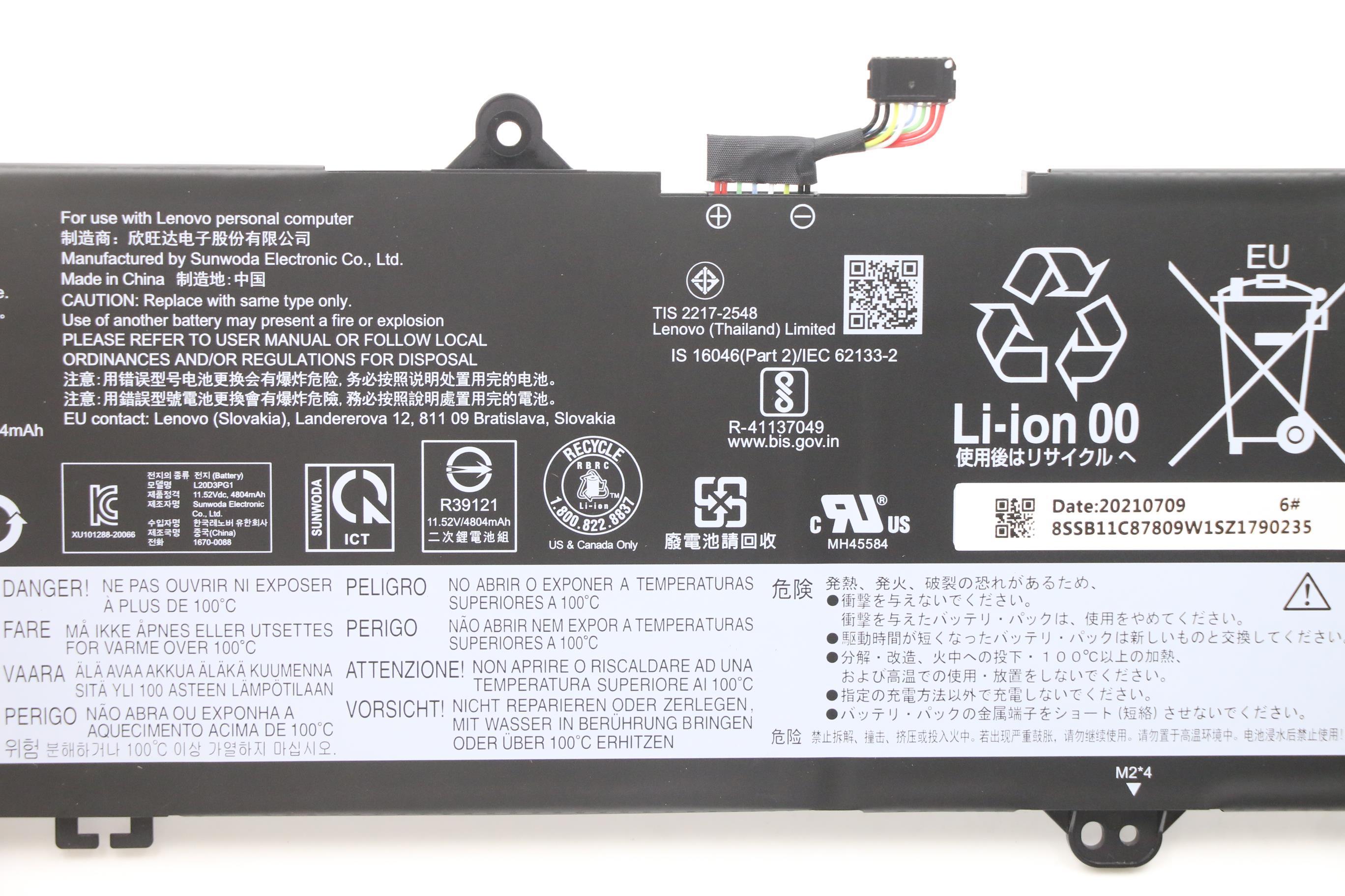 Lenovo Part  Original Lenovo Battery 14w Gen2  SD/C L20D3PG1 11.52V 57Wh 3cell 