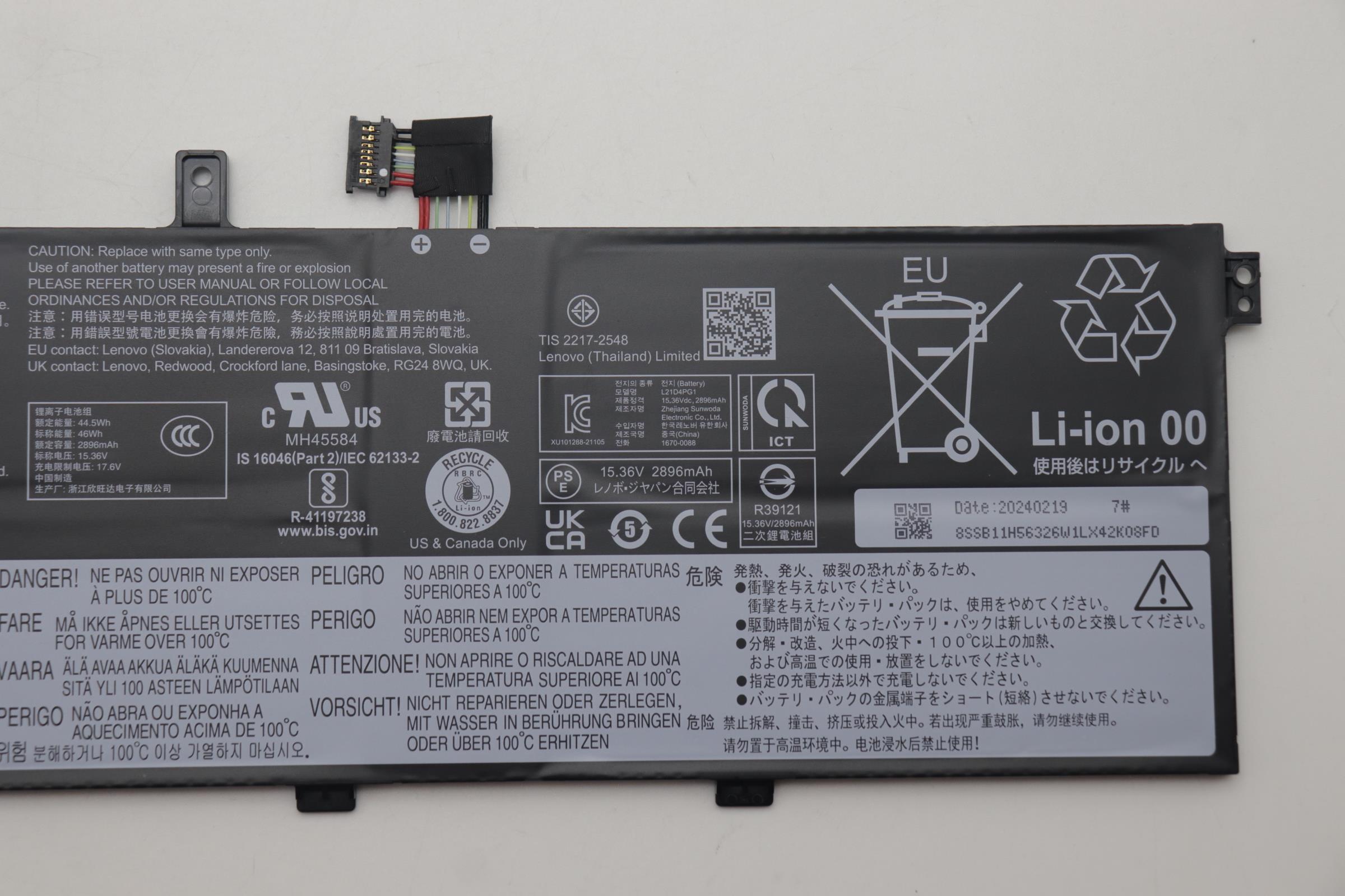 Lenovo Part  Original Lenovo Battery Internal, 4c 46Wh, LiIon, SWD