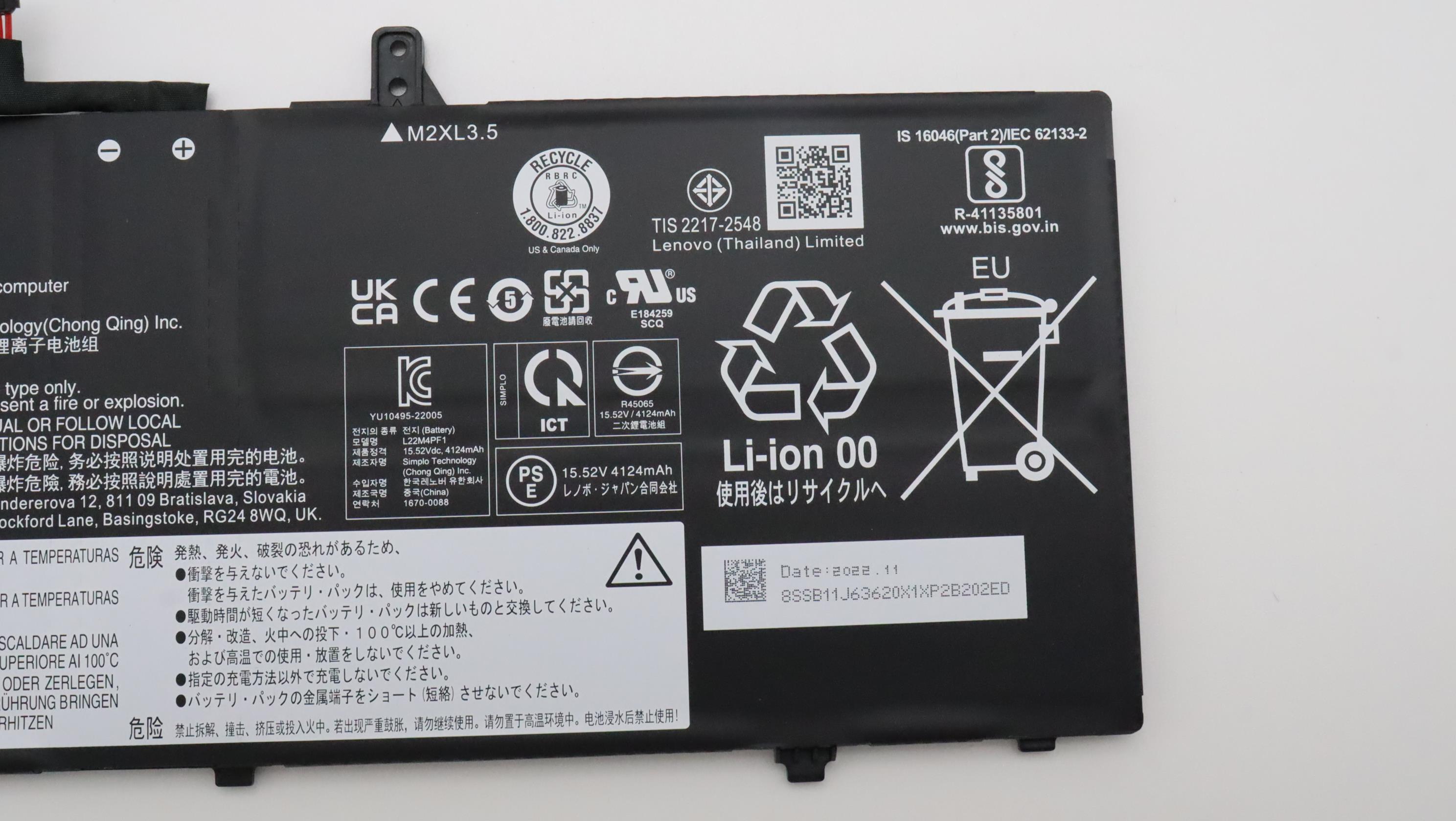 5B11J63623 - Original Lenovo BATTERY 4cell 65Wh 15.52V L22M4PF1 SP/A