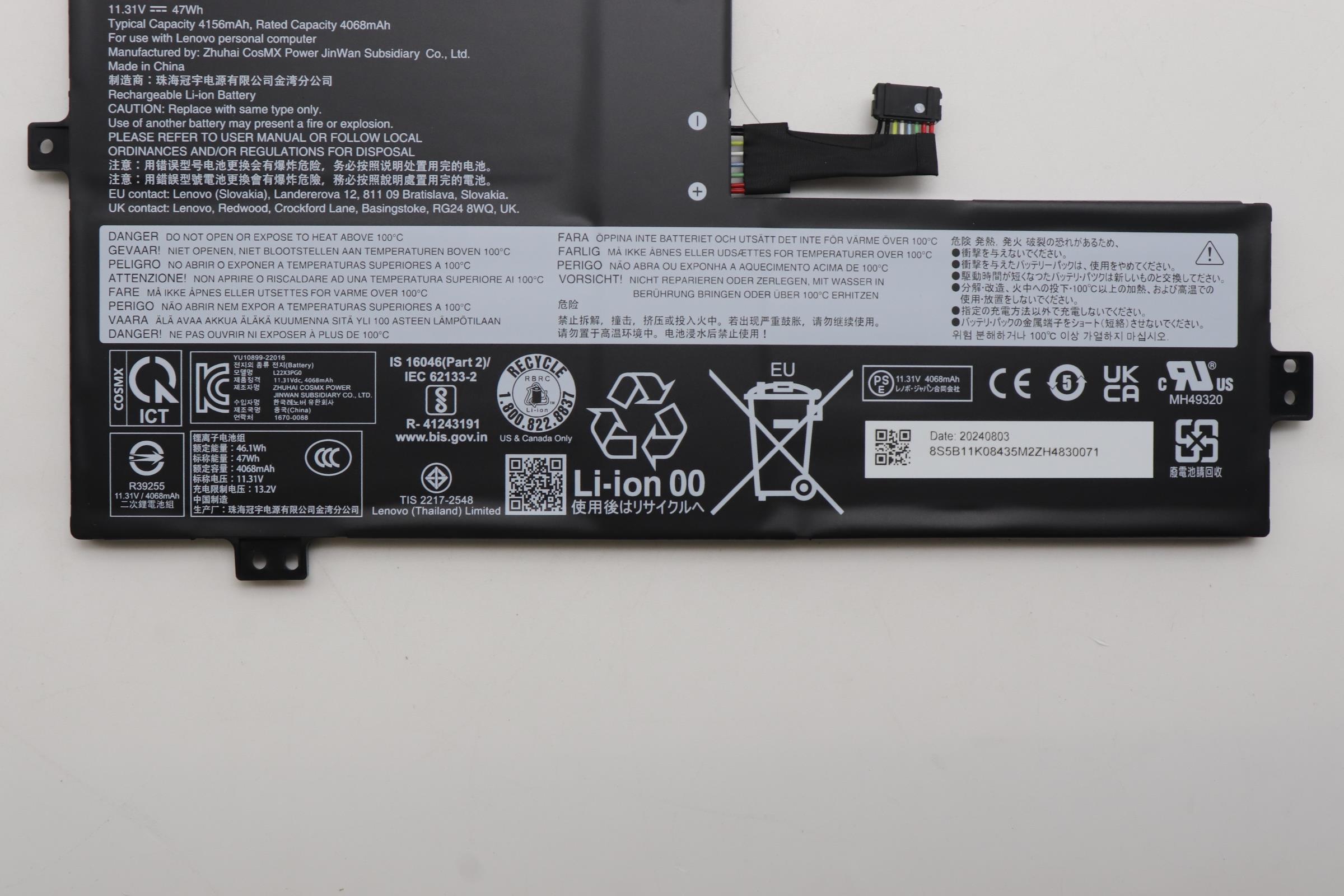 5B11K08435 - Original Lenovo BATTERY 3cell 47Wh 11.31V L22X3PG0 CosMX
