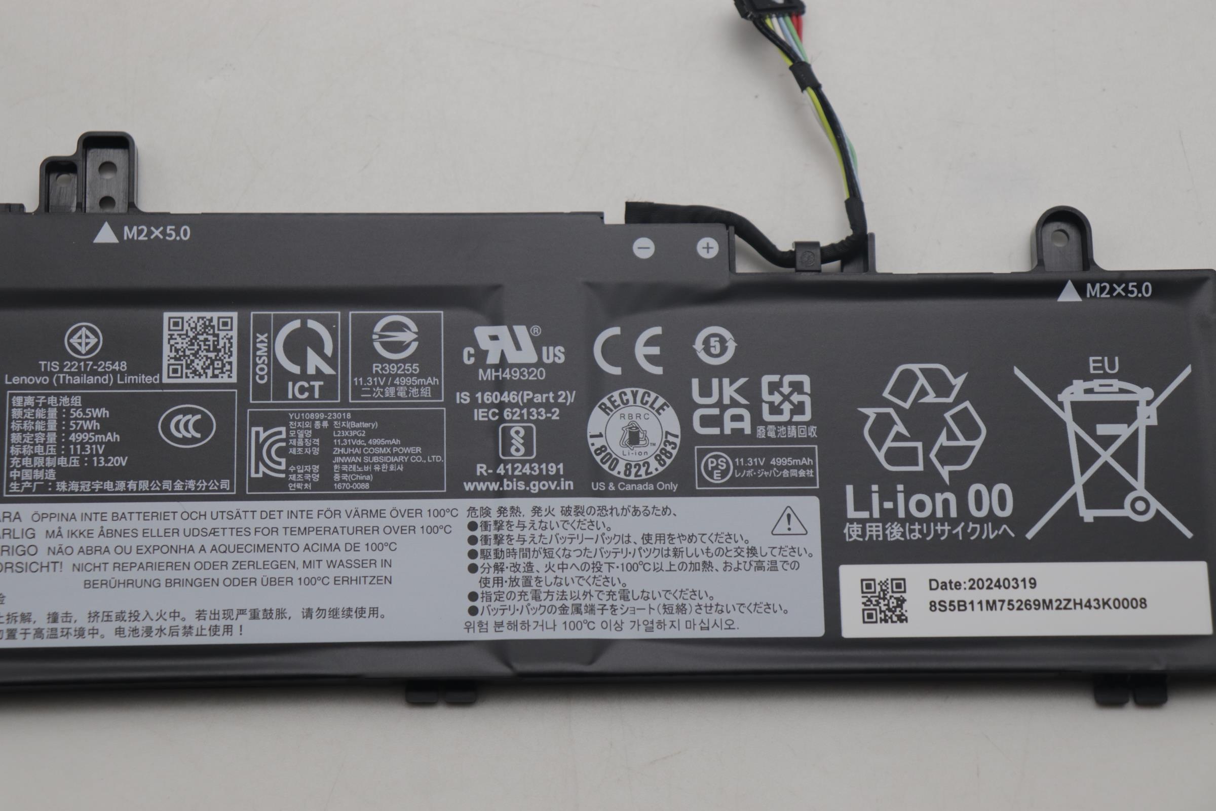 Lenovo Part  Original Lenovo Battery 3cell 57Wh 11.31V L23X3PG2 CM/C