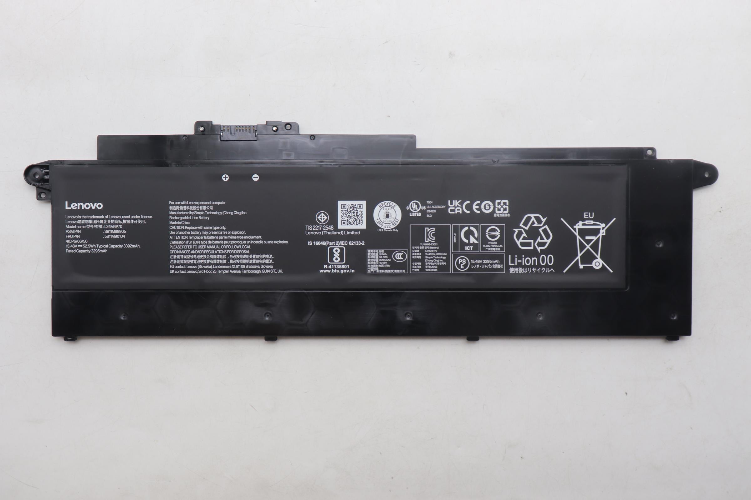 5B11M90104 - Original Lenovo Battery Internal, 4c 52.5Wh, LiIon, SMP, L24M4P70