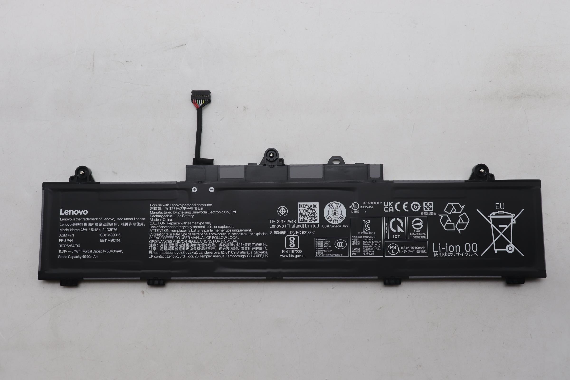 5B11M90114 - Original Lenovo Battery Internal, 3c 57Wh, LiIon, SWD