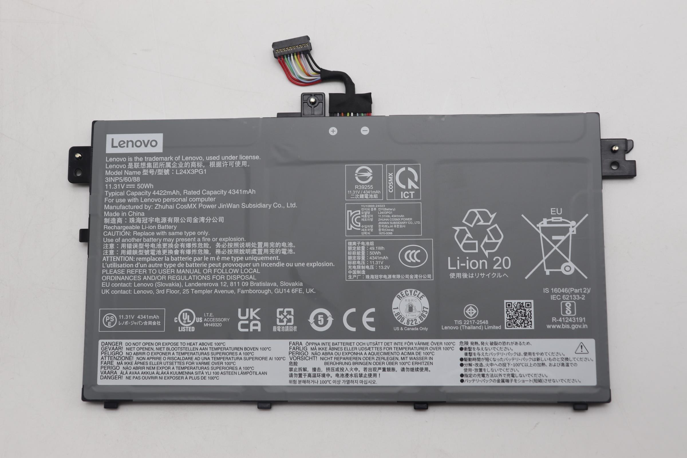 5B11Q37012 - Original Lenovo Battery 3cell 50Wh 11.31V L24X3PG1 CM/C