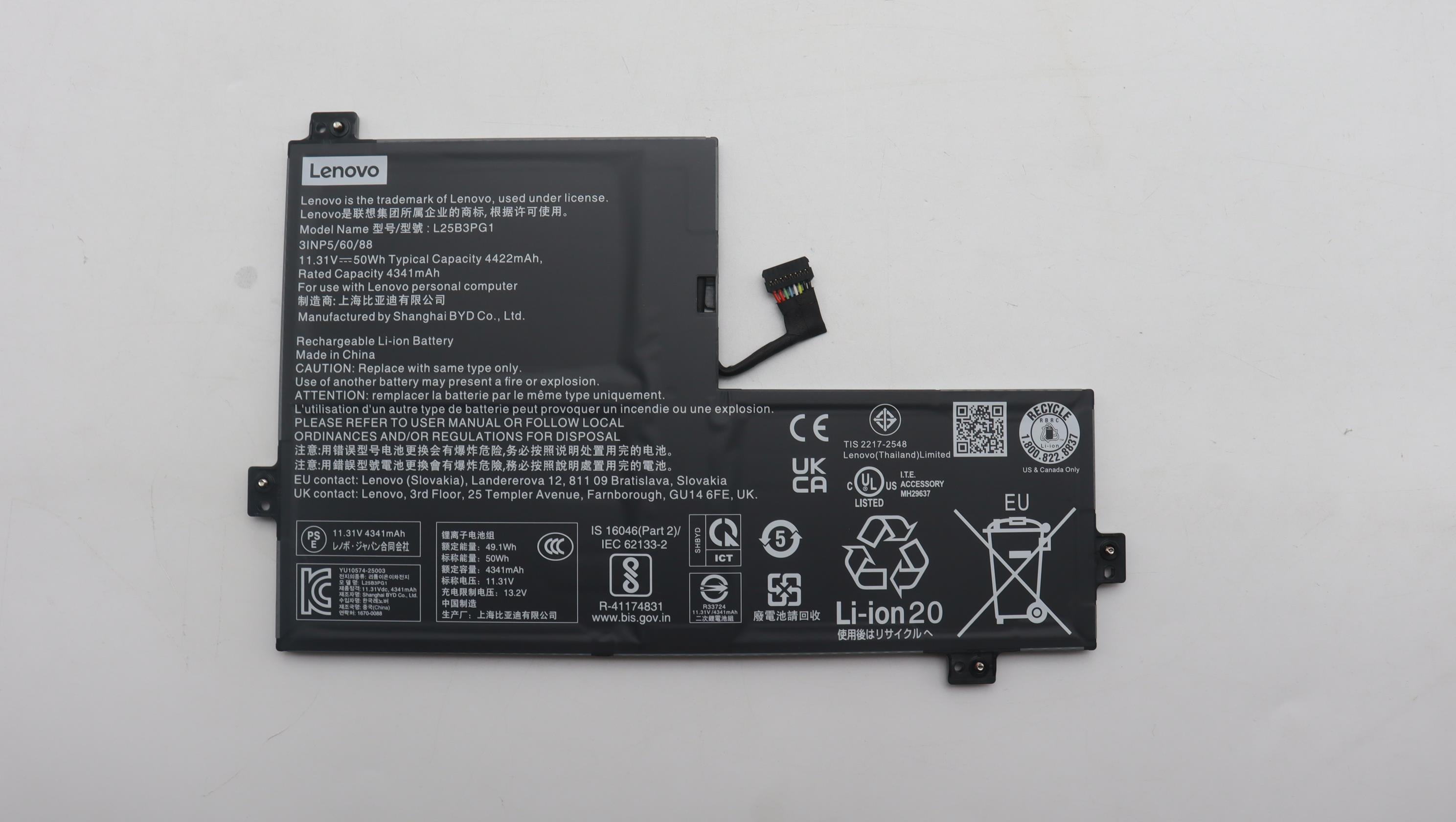 5B11T53891 - Original Lenovo Battery 3cell 50Wh 11.31V  L25B3PG1 BYD/B