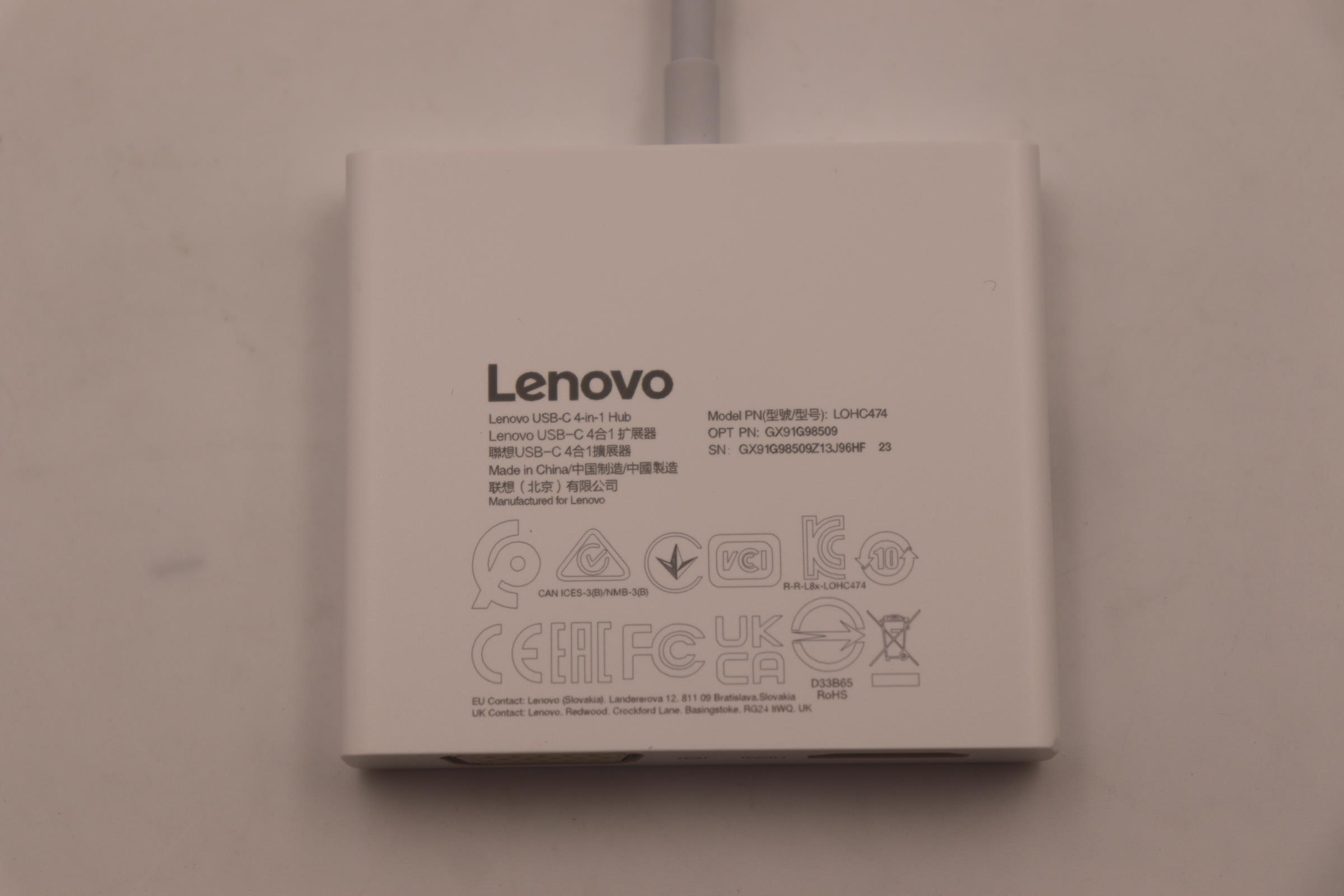 Lenovo Part  Original Lenovo CABLE Lenovo USB-C 4-in-1 Hub(white)