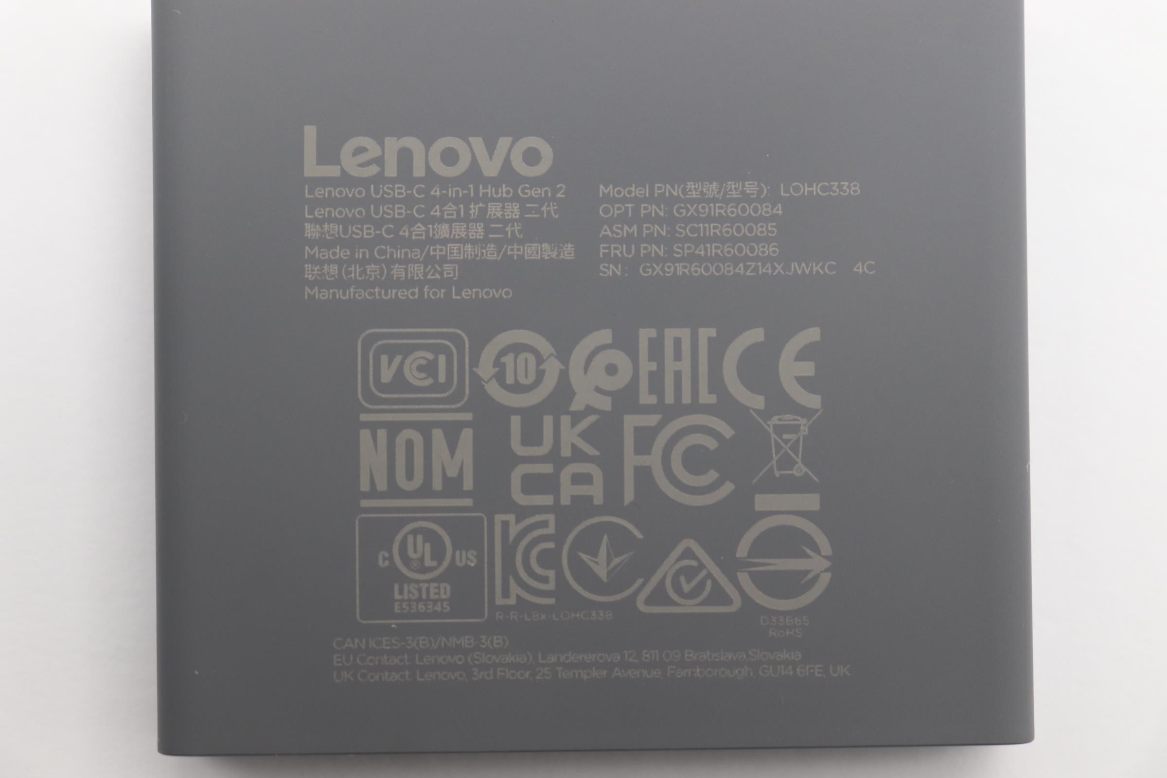 5C11R60086 - Original Lenovo Cable USB-C 4 in1 hub Gen2