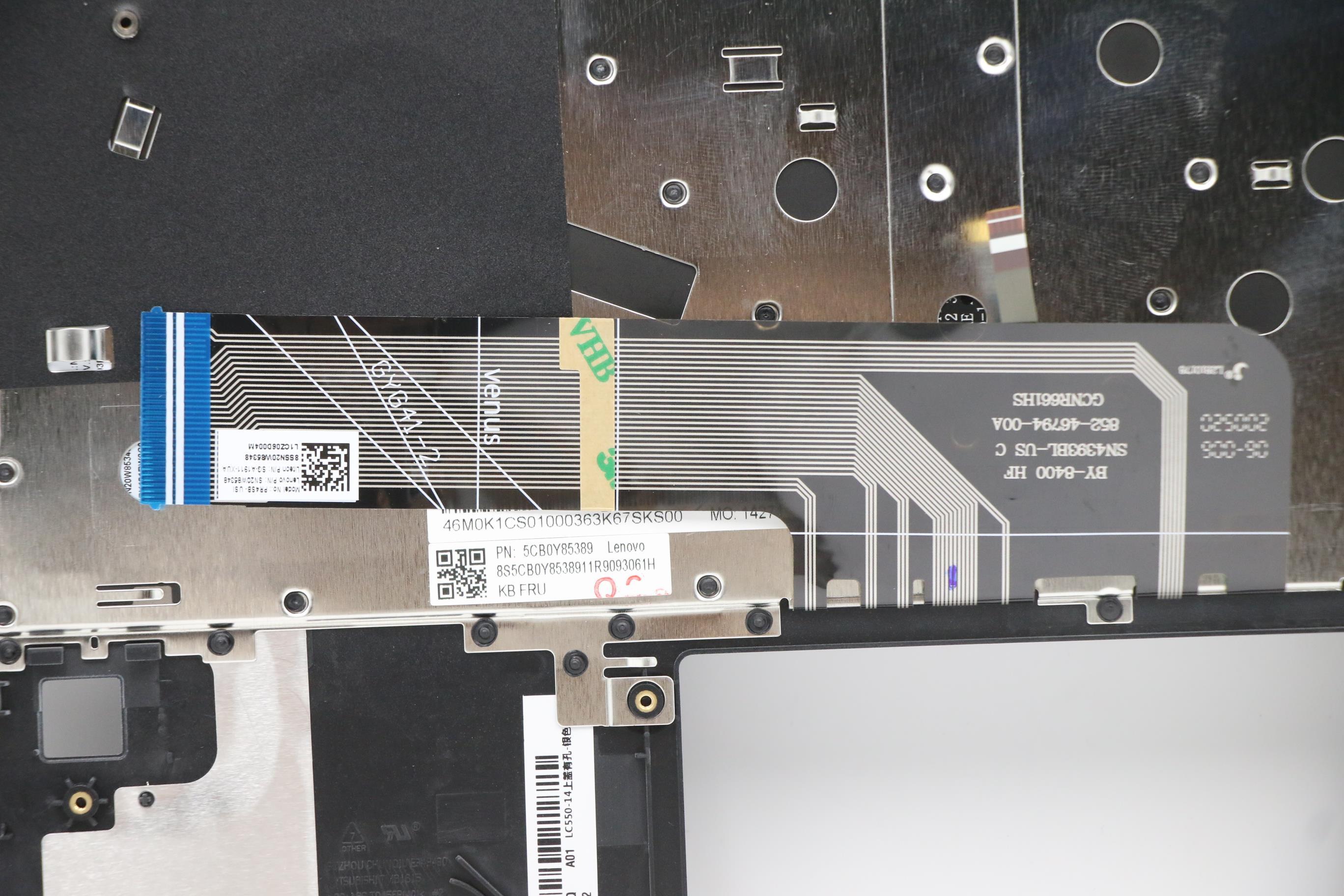 5CB0Y85389 - Original Lenovo Keyboard with Top cover, English Euro, Platinum Grey, Backlight, Fingerprint