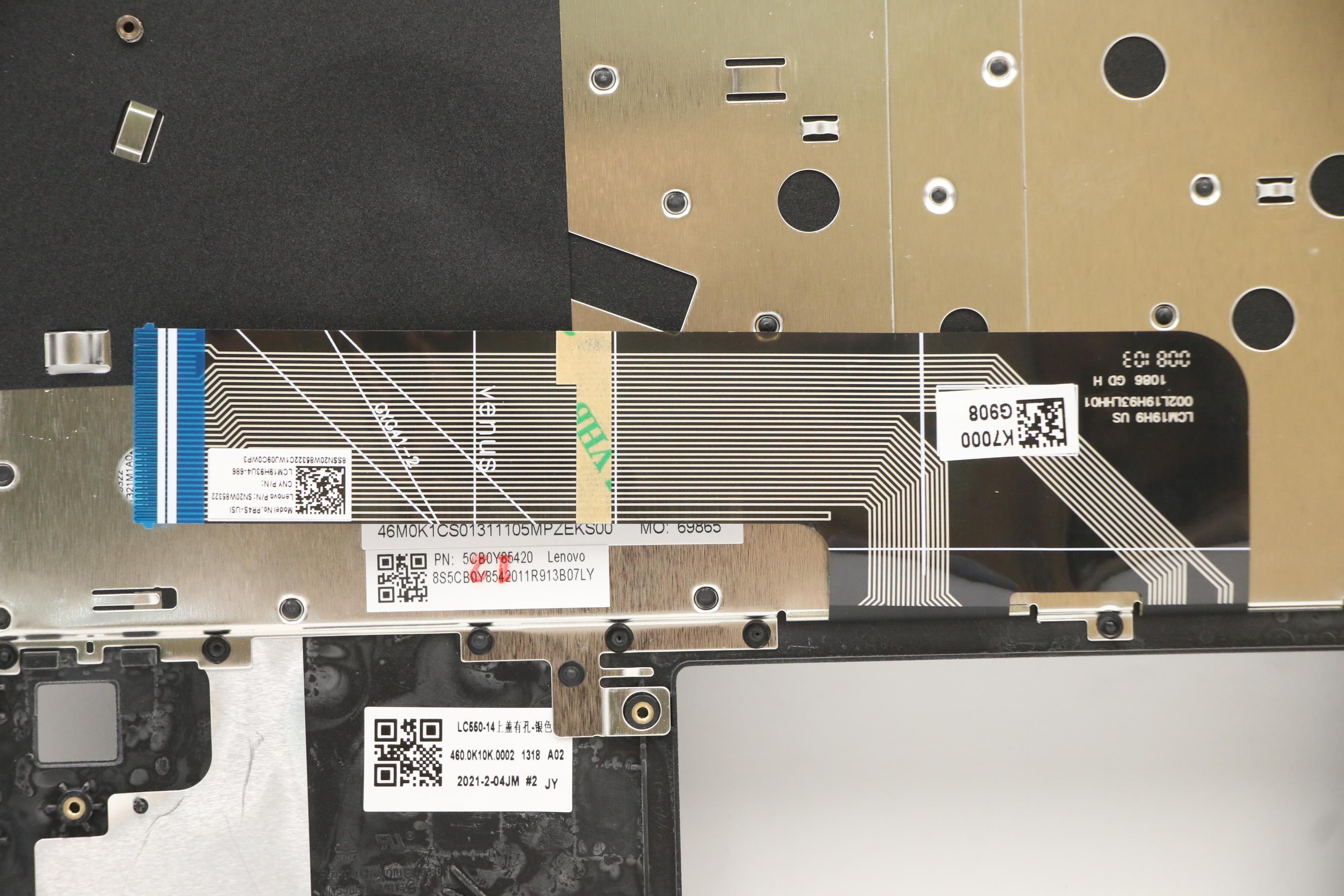 5CB0Y85420 - Original Lenovo Keyboard with Top cover, English, Platinum Grey, Non_Backlight, Fingerprint