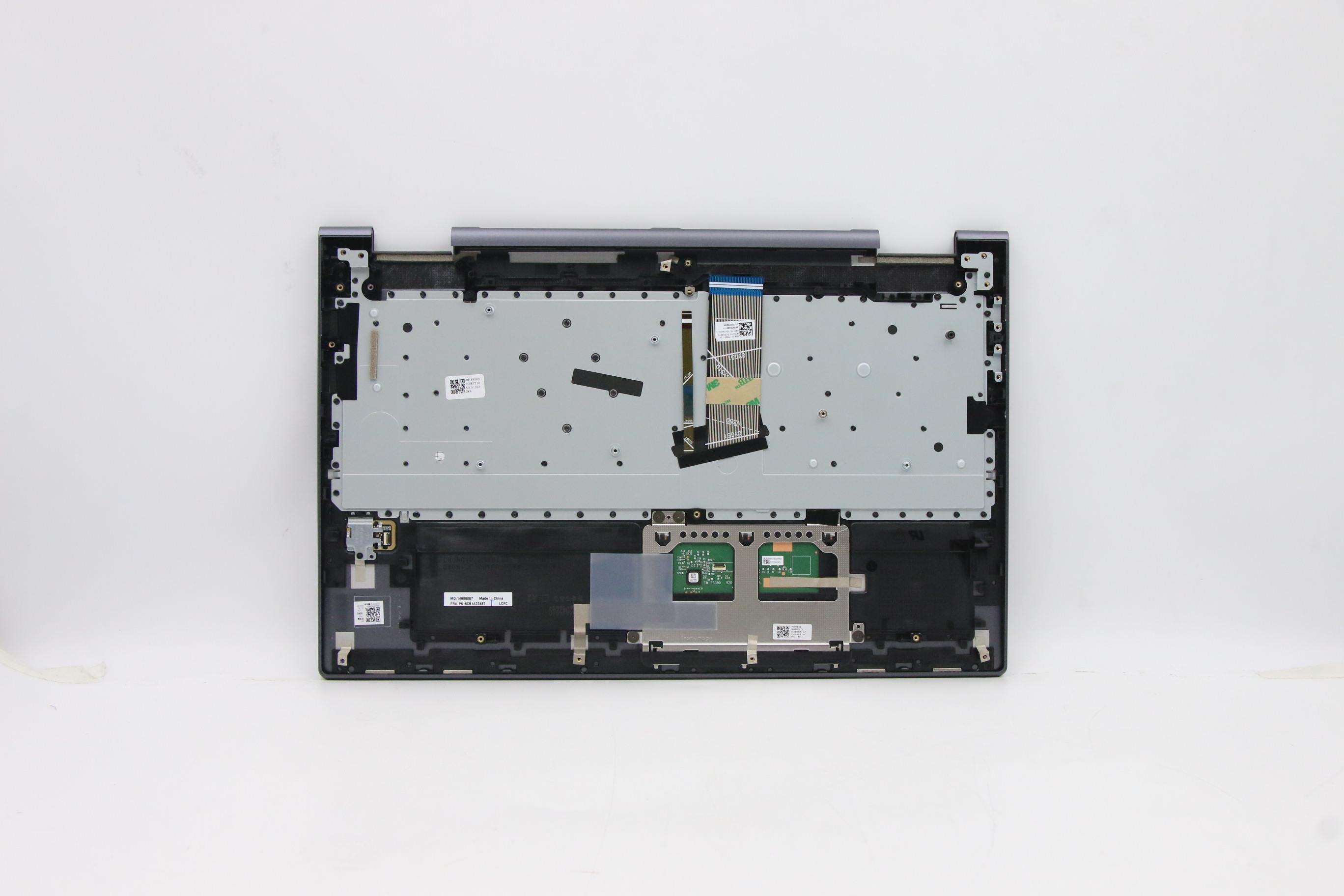 5CB1A22487 - Original Lenovo Keyboard with Upper Cover (Palmrest), English, Slate Grey, Backlight