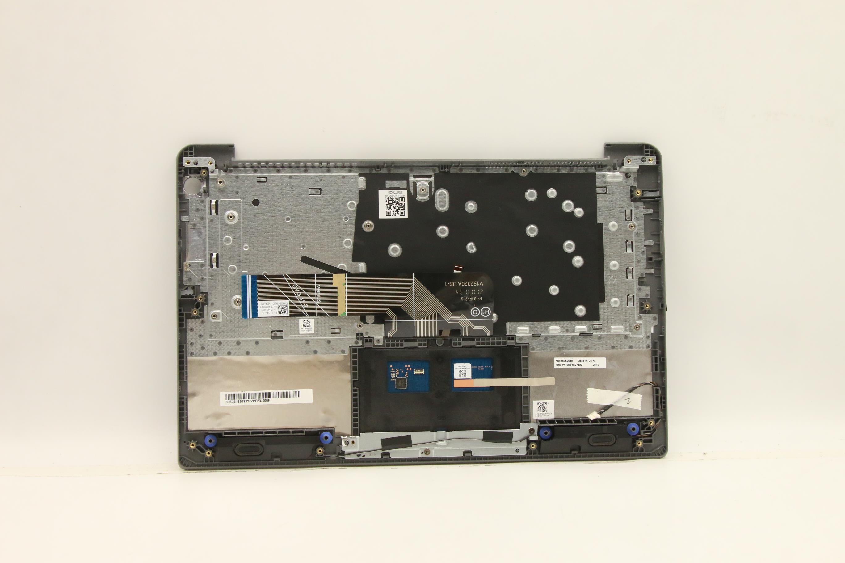 5CB1B97822 - Original Lenovo Keyboard with Upper Cover (Palmrest), English, Arctic Grey, Backlight, Fingerprint
